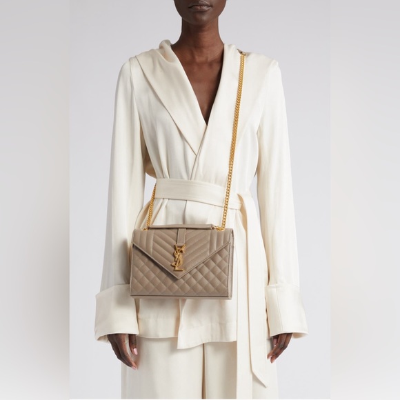 SAINT LAURENT MEDIUM CASSANDRA QUILTED LEATHER ENVELOPE BAG,Greyish Brown,$2,950 - Picture 6 of 17